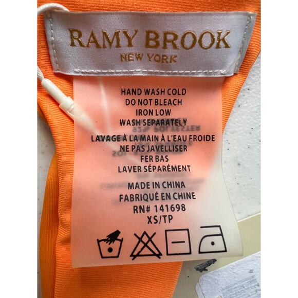 RAMY BROOK SIZE XSMALL MARIE BIKINI SWIM HALTER TOP APRICOT ORANGE NEW - Picture 6 of 8